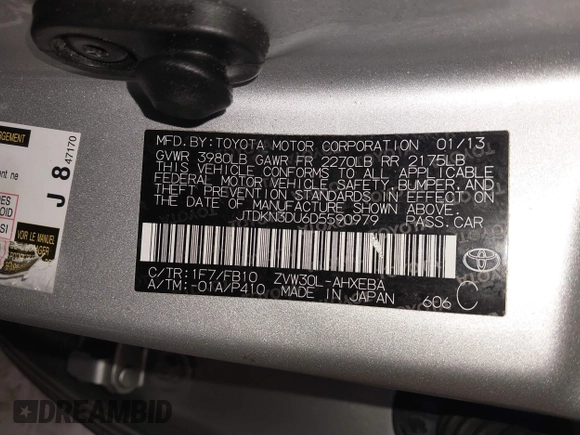 ✅ 2013 Toyota Prius Two • VIN: JTDKN3DU6D5590979 • Lot: 44321490. Wystawiony na IAAI z przebiegiem 267 119 mil. Bezpłatny archiwum sprzedaży aukcyjnych z USA i szczegółowy raport historii pojazdu na DreamBid. Zdjęcie 9.