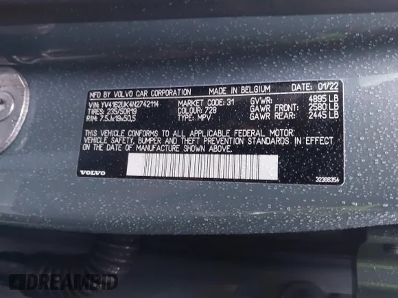 ✅ 2022 Volvo XC40 Momentum • VIN: YV4162UK4N2742114 • Lot: 41465820. Wystawiony na IAAI z przebiegiem 13 833 mil. Bezpłatny archiwum sprzedaży aukcyjnych z USA i szczegółowy raport historii pojazdu na DreamBid. Zdjęcie 9.
