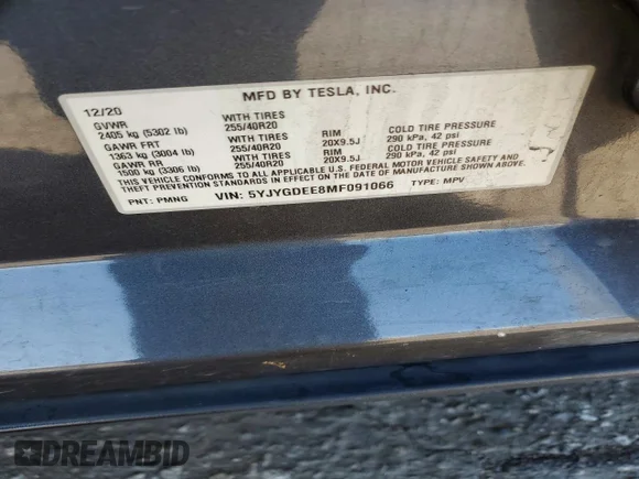 ✅ 2021 Tesla Model Y Long Range • VIN: 5YJYGDEE8MF091066 • Lot: 72218465. Wystawiony na Copart z przebiegiem 167 454 mil. Bezpłatny archiwum sprzedaży aukcyjnych z USA i szczegółowy raport historii pojazdu na DreamBid. Zdjęcie 13.