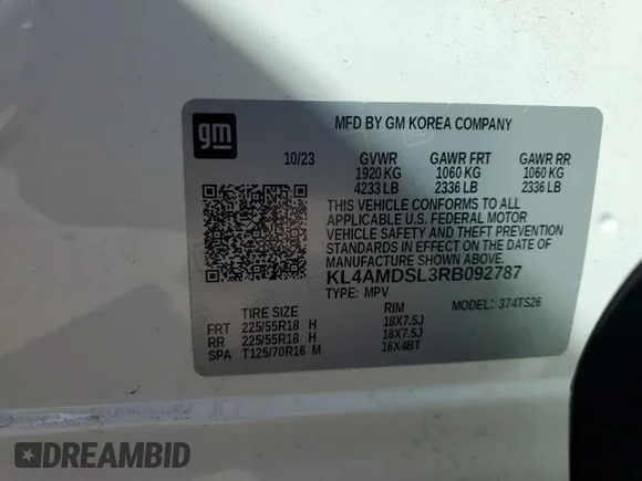 ✅ 2024 Buick Encore GX Sport Touring • VIN: KL4AMDSL3RB092787 • Лот: 45482965. Опубліковано раніше на Copart з пробігом 21 349 миль. Безкоштовний доступ до архіву аукціонних продажів зі США та докладний звіт про історію автомобіля на DreamBid. Зображення 13.