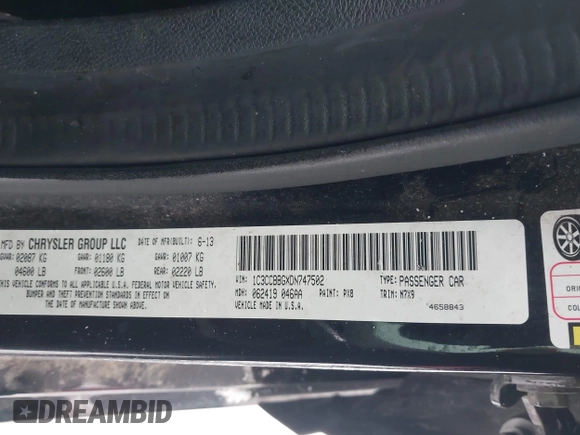 ✅ 2013 Chrysler 200 Touring • VIN: 1C3CCBBGXDN747502 • Lot: 43905355. Wystawiony na IAAI z przebiegiem 92 737 mil. Bezpłatny archiwum sprzedaży aukcyjnych z USA i szczegółowy raport historii pojazdu na DreamBid. Zdjęcie 9.