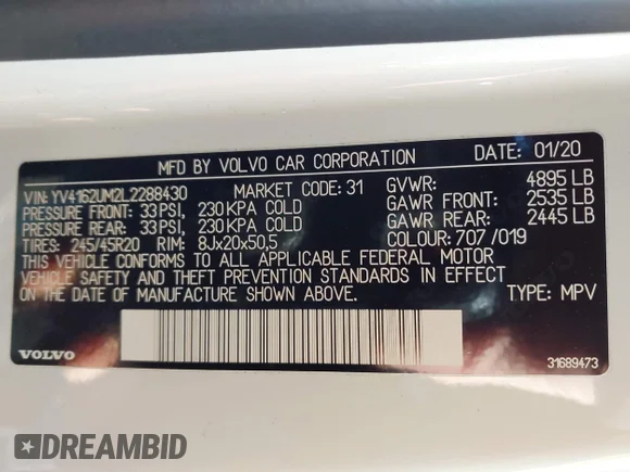 ✅ 2020 Volvo XC40 R-Design • VIN: YV4162UM2L2288430 • Лот: 44784586. Опубликован ранее на IAAI с пробегом 71 907 миль. Бесплатный доступ к архиву аукционных продаж из США и подробный отчёт об истории автомобиля на DreamBid. Изображение 9.