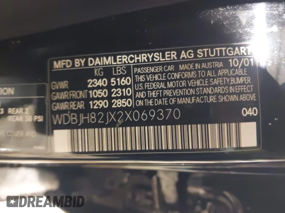 ✅ 2002 Mercedes-Benz E 320 • VIN: WDBJH82JX2X069370 • Lot: 44120569. Wystawiony na IAAI z przebiegiem 170 054 mil. Bezpłatny archiwum sprzedaży aukcyjnych z USA i szczegółowy raport historii pojazdu na DreamBid. Zdjęcie 9.