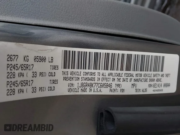 ✅ 2007 Jeep Grand Cherokee Laredo • VIN: 1J8GR48K77C605846 • Лот: 44753389. Опубліковано раніше на IAAI з пробігом 98 380 миль. Безкоштовний доступ до архіву аукціонних продажів зі США та докладний звіт про історію автомобіля на DreamBid. Зображення 9.