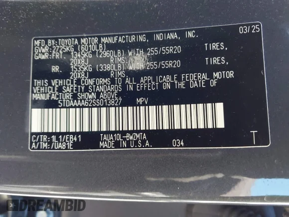 ✅ 2025 Lexus TX 350 • VIN: 5TDAAAA62SS013827 • Лот: 44036927. Опубліковано раніше на IAAI з пробігом 13 813 миль. Безкоштовний доступ до архіву аукціонних продажів зі США та докладний звіт про історію автомобіля на DreamBid. Зображення 9.