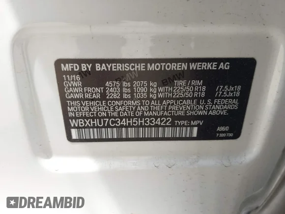 ✅ 2017 BMW X1 sDrive28i • VIN: WBXHU7C34H5H33422 • Lot: 42124455. Wystawiony na IAAI z przebiegiem 46 825 mil. Bezpłatny archiwum sprzedaży aukcyjnych z USA i szczegółowy raport historii pojazdu na DreamBid. Zdjęcie 9.