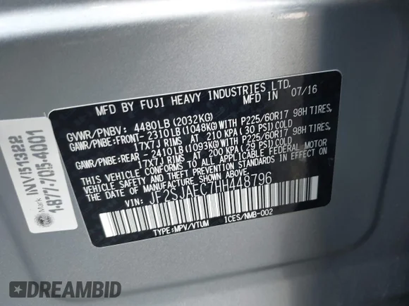 ✅ 2017 Subaru Forester Premium • VIN: JF2SJAEC7HH448796 • Лот: 45318291. Опубликован ранее на IAAI с пробегом 64 903 миль. Бесплатный доступ к архиву аукционных продаж из США и подробный отчёт об истории автомобиля на DreamBid. Изображение 9.
