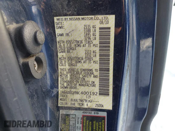 ✅ 2011 Nissan Frontier SV • VIN: 1N6AD0CU9BC400192 • Лот: 43929016. Опубліковано раніше на IAAI з пробігом 227 571 миль. Безкоштовний доступ до архіву аукціонних продажів зі США та докладний звіт про історію автомобіля на DreamBid. Зображення 9.