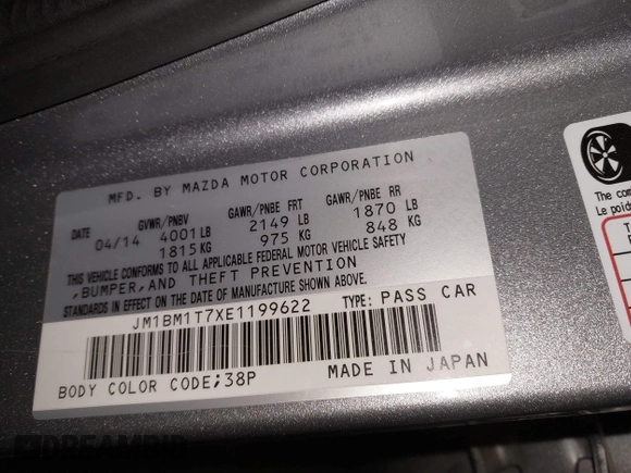 ✅ 2014 Mazda 3 i SV • VIN: JM1BM1T7XE1199622 • Lot: 44022036. Wystawiony na IAAI z przebiegiem 71 435 mil. Bezpłatny archiwum sprzedaży aukcyjnych z USA i szczegółowy raport historii pojazdu na DreamBid. Zdjęcie 9.