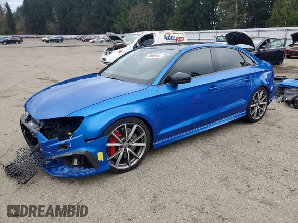 ✅ 2018 Audi RS 3 • VIN: WUABWGFF3J1901938 • Lot: 79085945. Listed on Copart with 46,989 mi. Free auction sales archive from the USA and detailed vehicle history report at DreamBid. Image 1.