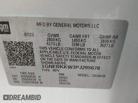 ✅ 2023 Chevrolet Traverse Premier • VIN: 1GNERKKW3PJ295678 • Лот: 45269776. Опубликован ранее на IAAI с пробегом 37 224 миль. Бесплатный доступ к архиву аукционных продаж из США и подробный отчёт об истории автомобиля на DreamBid. Изображение 9.