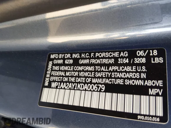 ✅ 2019 Porsche Cayenne • VIN: WP1AA2AY1KDA00679 • Lot: 45285884. Listed on IAAI with 127,965 mi. Free auction sales archive from the USA and detailed vehicle history report at DreamBid. Image 9.