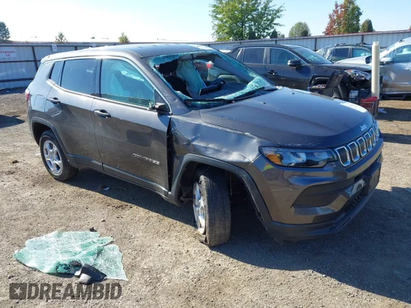 ✅ 2022 Jeep Compass Sport • VIN: 3C4NJDAB2NT215416 • Lot: 43464306. Listed on IAAI with 15,931 mi. Free auction sales archive from the USA and detailed vehicle history report at DreamBid. Image 1.