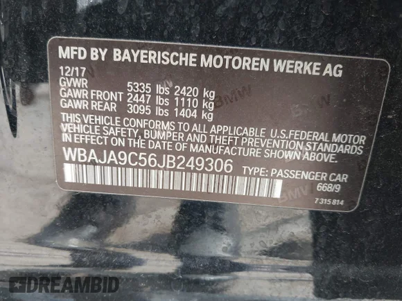 ✅ 2018 BMW 5 Series 530e • VIN: WBAJA9C56JB249306 • Лот: 44504016. Опубліковано раніше на IAAI з пробігом Не вказано. Безкоштовний доступ до архіву аукціонних продажів зі США та докладний звіт про історію автомобіля на DreamBid. Зображення 9.