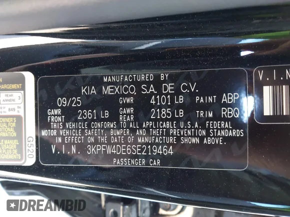 ✅ 2025 Kia K4 GT-Line • VIN: 3KPFW4DE6SE219464 • Lot: 44044623. Wystawiony na IAAI z przebiegiem 2 500 mil. Bezpłatny archiwum sprzedaży aukcyjnych z USA i szczegółowy raport historii pojazdu na DreamBid. Zdjęcie 9.