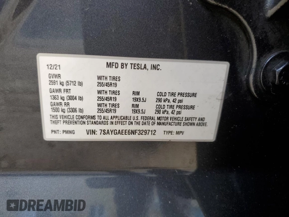 ✅ 2022 Tesla Model Y Long Range • VIN: 7SAYGAEE6NF329712 • Лот: 69518742. Опубліковано раніше на Copart з пробігом 25 729 миль. Безкоштовний доступ до архіву аукціонних продажів зі США та докладний звіт про історію автомобіля на DreamBid. Зображення 12.