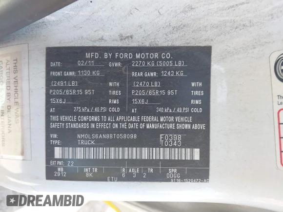 ✅ 2011 Ford Transit Connect XL • VIN: NM0LS6AN8BT058098 • Лот: 43097938. Опубліковано раніше на IAAI з пробігом 161 875 миль. Безкоштовний доступ до архіву аукціонних продажів зі США та докладний звіт про історію автомобіля на DreamBid. Зображення 9.