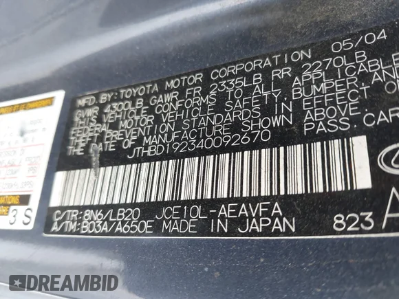 ✅ 2004 Lexus IS 300/350 • VIN: JTHBD192340092670 • Лот: 44732907. Опубліковано раніше на IAAI з пробігом 196 219 миль. Безкоштовний доступ до архіву аукціонних продажів зі США та докладний звіт про історію автомобіля на DreamBid. Зображення 9.