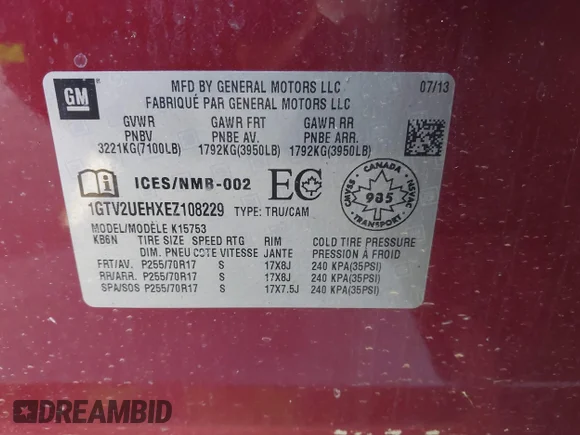 ✅ 2014 GMC Sierra 1500 SLE • VIN: 1GTV2UEHXEZ108229 • Lot: 43514636. Wystawiony na IAAI z przebiegiem Nie podano. Bezpłatny archiwum sprzedaży aukcyjnych z USA i szczegółowy raport historii pojazdu na DreamBid. Zdjęcie 9.