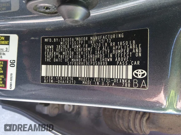 ✅ 2014 Toyota Corolla LE • VIN: 5YFBURHE9EP059899 • Lot: 45119179. Wystawiony na IAAI z przebiegiem 214 761 mil. Bezpłatny archiwum sprzedaży aukcyjnych z USA i szczegółowy raport historii pojazdu na DreamBid. Zdjęcie 9.