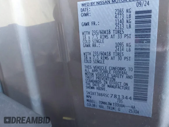 ✅ 2025 Nissan Rogue SV • VIN: 5N1BT3BB4SC781344 • Lot: 44243330. Wystawiony na IAAI z przebiegiem 22 821 mil. Bezpłatny archiwum sprzedaży aukcyjnych z USA i szczegółowy raport historii pojazdu na DreamBid. Zdjęcie 9.