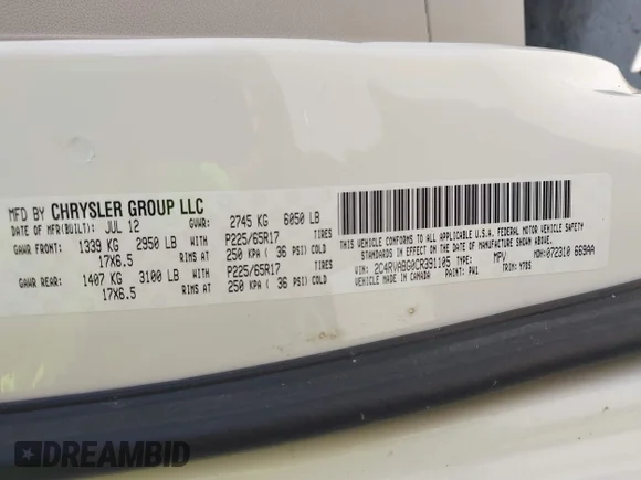 ✅ 2012 Volkswagen Routan SE • VIN: 2C4RVABG0CR391105 • Lot: 42809026. Wystawiony na IAAI z przebiegiem 104 602 mil. Bezpłatny archiwum sprzedaży aukcyjnych z USA i szczegółowy raport historii pojazdu na DreamBid. Zdjęcie 9.