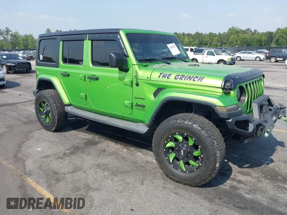 ✅ 2019 Jeep Wrangler Unlimited Sahara • VIN: 1C4HJXEN0KW594781 • Лот: 44805852. Опубліковано раніше на IAAI з пробігом 117 949 миль. Безкоштовний доступ до архіву аукціонних продажів зі США та докладний звіт про історію автомобіля на DreamBid. Зображення 1.