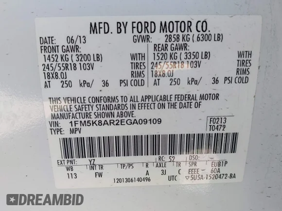 ✅ 2014 Ford Police Interceptor Utility • VIN: 1FM5K8AR2EGA09109 • Лот: 43267594. Опубликован ранее на IAAI с пробегом 186 580 миль. Бесплатный доступ к архиву аукционных продаж из США и подробный отчёт об истории автомобиля на DreamBid. Изображение 9.