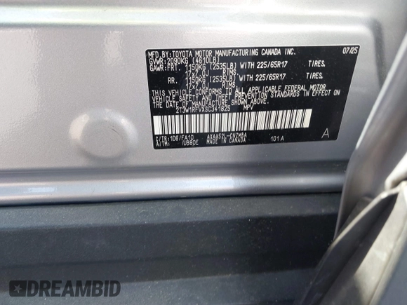 ✅ 2025 Toyota RAV4 XLE • VIN: 2T3W1RFVXSC341825 • Lot: 44732302. Wystawiony na IAAI z przebiegiem 19 481 mil. Bezpłatny archiwum sprzedaży aukcyjnych z USA i szczegółowy raport historii pojazdu na DreamBid. Zdjęcie 9.