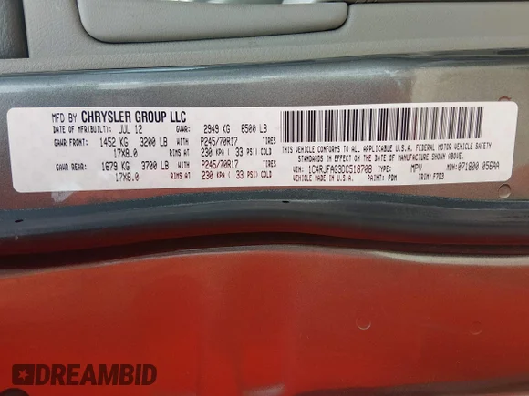 ✅ 2013 Jeep Grand Cherokee Laredo • VIN: 1C4RJFAG3DC518708 • Lot: 45031530. Listed on IAAI with 202,875 mi. Free auction sales archive from the USA and detailed vehicle history report at DreamBid. Image 9.