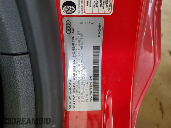 ✅ 2015 Audi A3 • VIN: WAU7FLFF5F1031996 • Lot: 45377103. Listed on Copart with 96,202 mi. Free auction sales archive from the USA and detailed vehicle history report at DreamBid. Image 12.