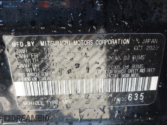 ✅ 2024 Mitsubishi Outlander SE • VIN: JA4J4VA82RZ022904 • Lot: 44114987. Wystawiony na IAAI z przebiegiem 24 113 mil. Bezpłatny archiwum sprzedaży aukcyjnych z USA i szczegółowy raport historii pojazdu na DreamBid. Zdjęcie 9.