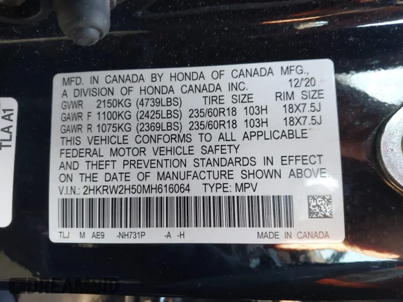 ✅ 2021 Honda CR-V EX • VIN: 2HKRW2H50MH616064 • Lot: 44252242. Wystawiony na IAAI z przebiegiem 59 485 mil. Bezpłatny archiwum sprzedaży aukcyjnych z USA i szczegółowy raport historii pojazdu na DreamBid. Zdjęcie 9.