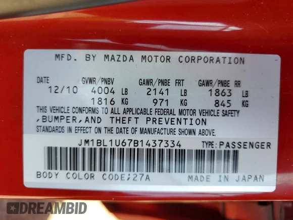 ✅ 2011 Mazda 3 S Sport • VIN: JM1BL1U67B1437334 • Лот: 56121696. Опубліковано раніше на Copart з пробігом 203 721 миль. Безкоштовний доступ до архіву аукціонних продажів зі США та докладний звіт про історію автомобіля на DreamBid. Зображення 12.