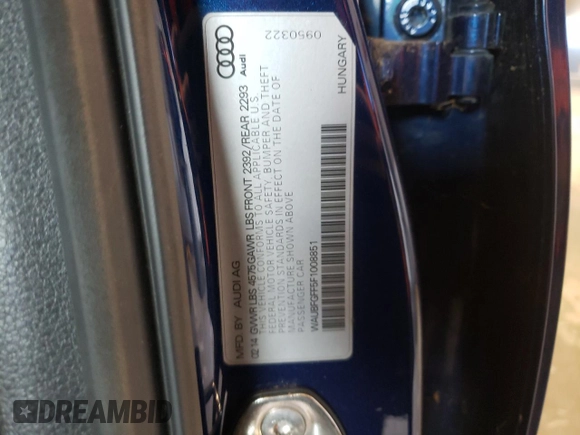 ✅ 2015 Audi S3 Premium Plus • VIN: WAUBFGFF5F1008851 • Lot: 69107152. Wystawiony na Copart z przebiegiem 60 796 mil. Bezpłatny archiwum sprzedaży aukcyjnych z USA i szczegółowy raport historii pojazdu na DreamBid. Zdjęcie 13.