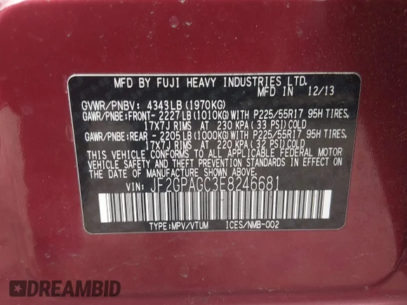 ✅ 2014 Subaru Crosstrek Limited • VIN: JF2GPAGC3E8246681 • Lot: 44703278. Wystawiony na IAAI z przebiegiem 161 445 mil. Bezpłatny archiwum sprzedaży aukcyjnych z USA i szczegółowy raport historii pojazdu na DreamBid. Zdjęcie 9.