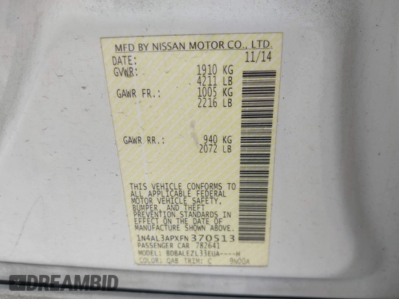 ✅ 2015 Nissan Altima S • VIN: 1N4AL3APXFN370513 • Lot: 44884203. Wystawiony na IAAI z przebiegiem 172 829 mil. Bezpłatny archiwum sprzedaży aukcyjnych z USA i szczegółowy raport historii pojazdu na DreamBid. Zdjęcie 9.