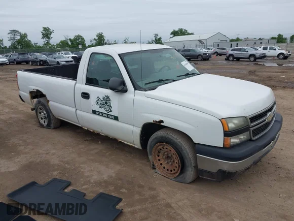 ✅ 2006 Chevrolet Silverado 1500 Work Truck • VIN: 3GCEC14X26G182220 • Lot: 44560469. Wystawiony na IAAI z przebiegiem 112 556 mil. Bezpłatny archiwum sprzedaży aukcyjnych z USA i szczegółowy raport historii pojazdu na DreamBid. Zdjęcie 1.
