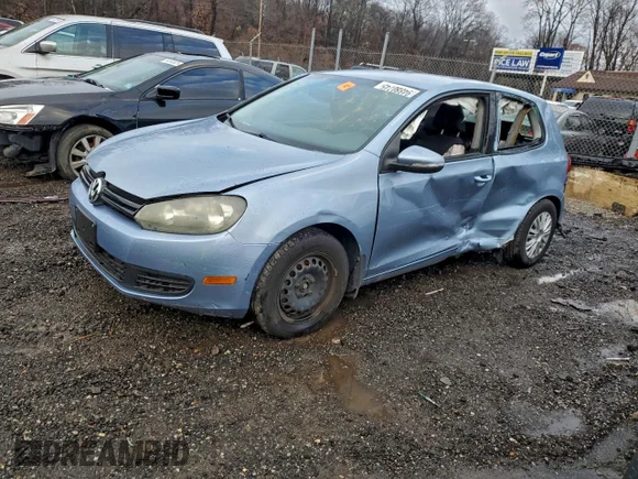 ✅ 2010 Volkswagen Golf • VIN: WVWBA7AJ2AW299284 • Lot: 94880745. Listed on Copart with 207,489 mi. Free auction sales archive from the USA and detailed vehicle history report at DreamBid. Image 1.