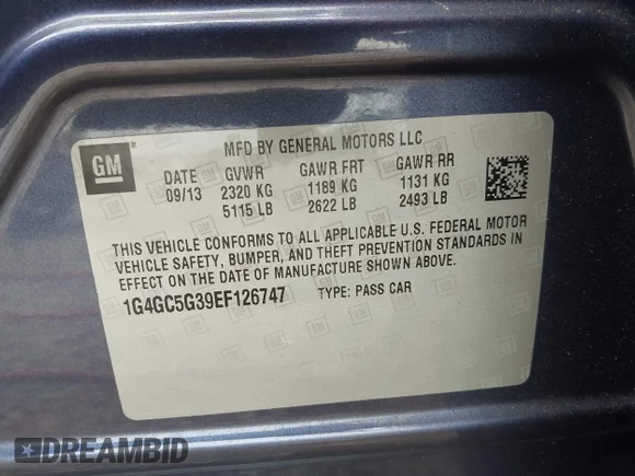✅ 2014 Buick LaCrosse Leather • VIN: 1G4GC5G39EF126747 • Lot: 45224912. Wystawiony na IAAI z przebiegiem 114 327 mil. Bezpłatny archiwum sprzedaży aukcyjnych z USA i szczegółowy raport historii pojazdu na DreamBid. Zdjęcie 9.