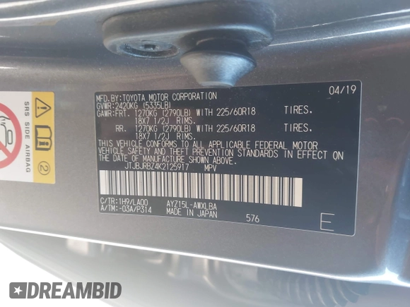 ✅ 2019 Lexus NX 300h • VIN: JTJBJRBZ4K2125917 • Lot: 44167326. Wystawiony na IAAI z przebiegiem 89 505 mil. Bezpłatny archiwum sprzedaży aukcyjnych z USA i szczegółowy raport historii pojazdu na DreamBid. Zdjęcie 9.