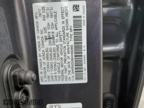 ✅ 2017 Honda CR-V EX • VIN: 2HKRW2H56HH682866 • Lot: 36365063. Wystawiony na Copart z przebiegiem 57 302 mil. Bezpłatny archiwum sprzedaży aukcyjnych z USA i szczegółowy raport historii pojazdu na DreamBid. Zdjęcie 15.