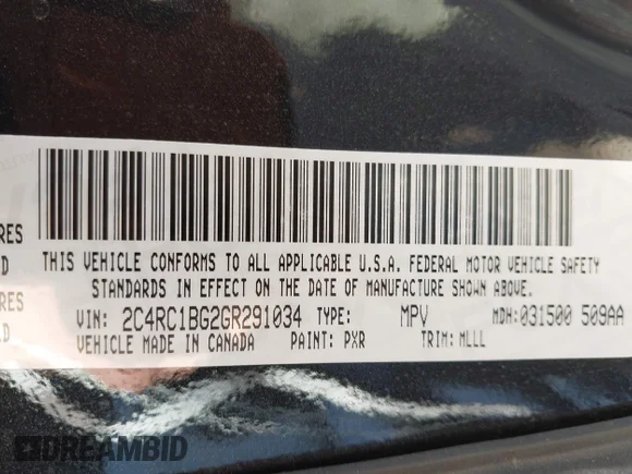 ✅ 2016 Chrysler Town & Country Touring • VIN: 2C4RC1BG2GR291034 • Lot: 44436987. Listed on IAAI with 189,475 mi. Free auction sales archive from the USA and detailed vehicle history report at DreamBid. Image 9.