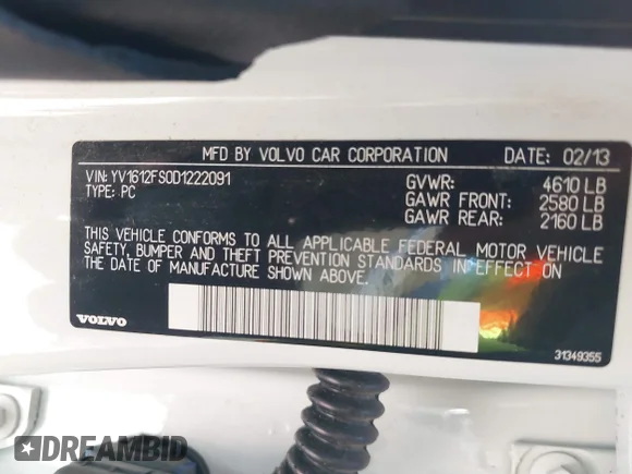 ✅ 2013 Volvo S60 T5 Premier • VIN: YV1612FS0D1222091 • Lot: 41682660. Listed on IAAI with 142,283 mi. Free auction sales archive from the USA and detailed vehicle history report at DreamBid. Image 9.