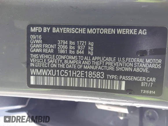 ✅ 2017 MINI Hardtop 4 Door Cooper • VIN: WMWXU1C51H2E18583 • Lot: 44186694. Wystawiony na IAAI z przebiegiem 122 151 mil. Bezpłatny archiwum sprzedaży aukcyjnych z USA i szczegółowy raport historii pojazdu na DreamBid. Zdjęcie 9.