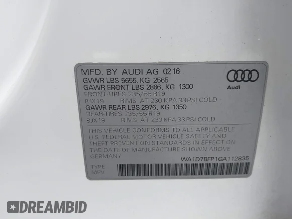 ✅ 2016 Audi Q5 Premium Plus • VIN: WA1D7BFP1GA112835 • Лот: 43396728. Опубліковано раніше на IAAI з пробігом 71 013 миль. Безкоштовний доступ до архіву аукціонних продажів зі США та докладний звіт про історію автомобіля на DreamBid. Зображення 9.