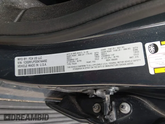 ✅ 2025 Ram 1500 Laramie • VIN: 1C6SRFJP3SN744492 • Лот: 44958240. Опубліковано раніше на IAAI з пробігом 15 035 миль. Безкоштовний доступ до архіву аукціонних продажів зі США та докладний звіт про історію автомобіля на DreamBid. Зображення 9.