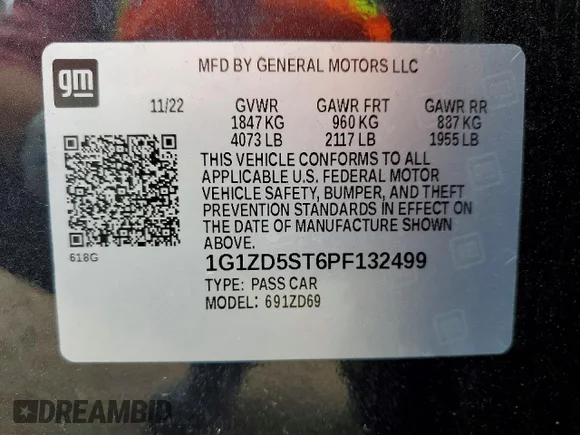 ✅ 2023 Chevrolet Malibu LT • VIN: 1G1ZD5ST6PF132499 • Lot: 49593546. Wystawiony na Copart z przebiegiem 51 862 mil. Bezpłatny archiwum sprzedaży aukcyjnych z USA i szczegółowy raport historii pojazdu na DreamBid. Zdjęcie 13.