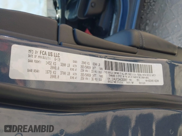 ✅ 2019 Jeep Grand Cherokee Overland • VIN: 1C4RJFCG4KC833897 • Lot: 42885264. Wystawiony na IAAI z przebiegiem 68 890 mil. Bezpłatny archiwum sprzedaży aukcyjnych z USA i szczegółowy raport historii pojazdu na DreamBid. Zdjęcie 9.