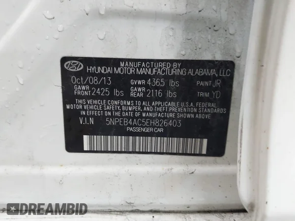 ✅ 2014 Hyundai Sonata GLS • VIN: 5NPEB4AC5EH826403 • Lot: 43794110. Wystawiony na IAAI z przebiegiem 156 042 mil. Bezpłatny archiwum sprzedaży aukcyjnych z USA i szczegółowy raport historii pojazdu na DreamBid. Zdjęcie 9.